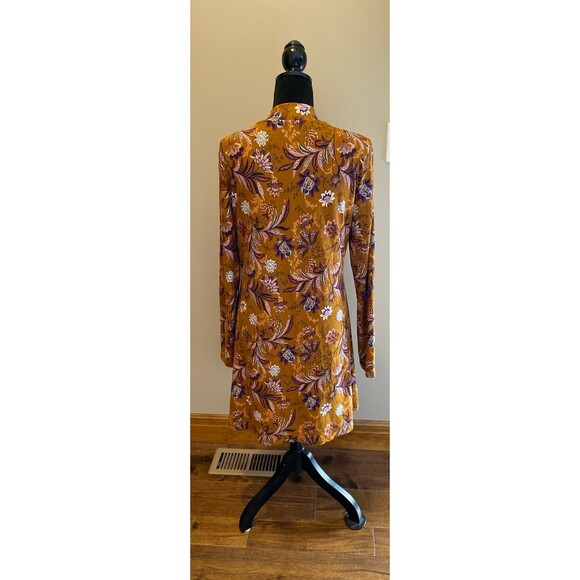 Mudd Dress Size Large Warm Gold & Purple Print Long Sleeve Stretchy Work Casual - Picture 5 of 12